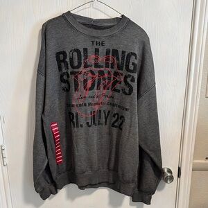 NWT Rolling Stones Gray Long Sleeve XL Cotton Blend‎ Graphic Sweatshirt Burnout